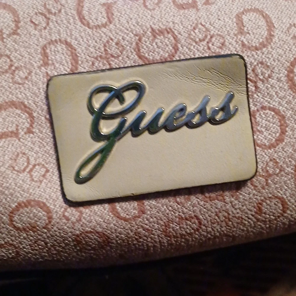 Guess Pink handbag patterned purse logo print vegan leather feminine style